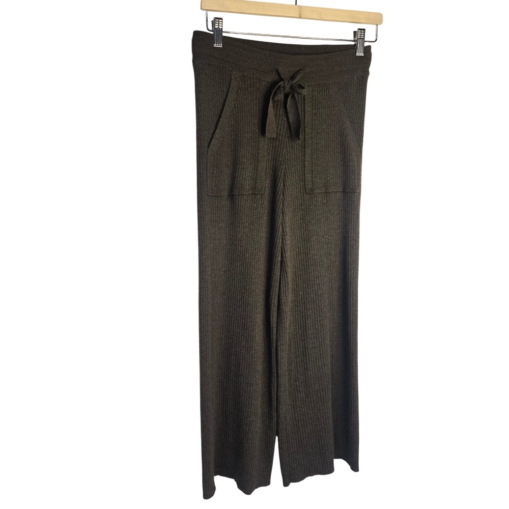 Splendid Ribbed Knit Wide Leg Pants Women Small Brown Wool Blend RF2P91X Cozy